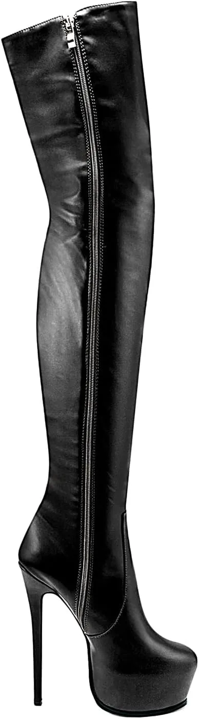 Thigh high boots Women's leopard Zebra Print Striped stretch Stiletto heel Platform Newspaper Over the knee Round toe Side back zipper Sexy unisex high heels