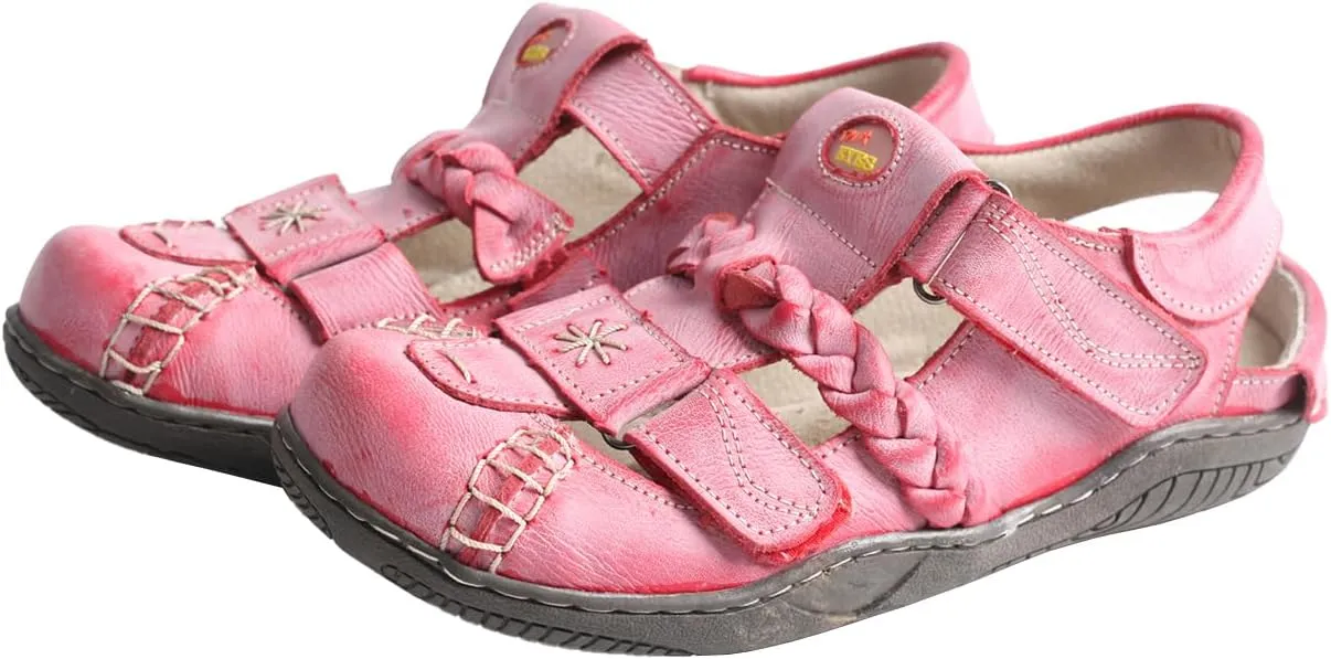 TMA EYES Retro Sports Sandals for Women Anti-Slip TPR Sole Flat Strappy Sandals with Hook and Loop Closure Breathable Casual Beach Shoes for Outdoor