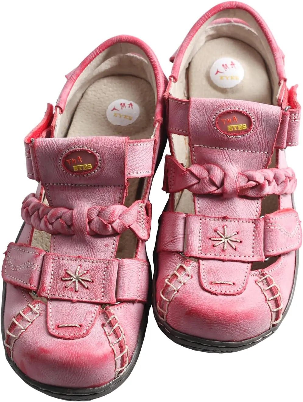 TMA EYES Retro Sports Sandals for Women Anti-Slip TPR Sole Flat Strappy Sandals with Hook and Loop Closure Breathable Casual Beach Shoes for Outdoor