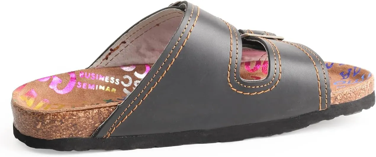 TMA EYES Summer Beach Indoor and Outdoor Anti-skidding Flat Sandals with Two Adjustable Straps