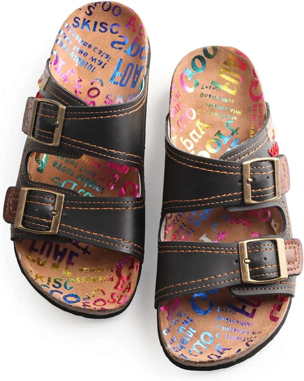 TMA EYES Summer Beach Indoor and Outdoor Anti-skidding Flat Sandals with Two Adjustable Straps