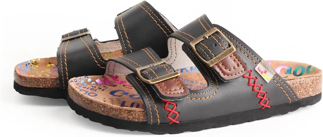 TMA EYES Summer Beach Indoor and Outdoor Anti-skidding Flat Sandals with Two Adjustable Straps