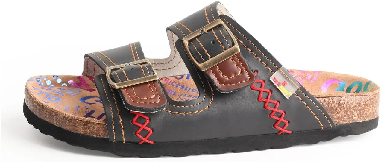 TMA EYES Summer Beach Indoor and Outdoor Anti-skidding Flat Sandals with Two Adjustable Straps