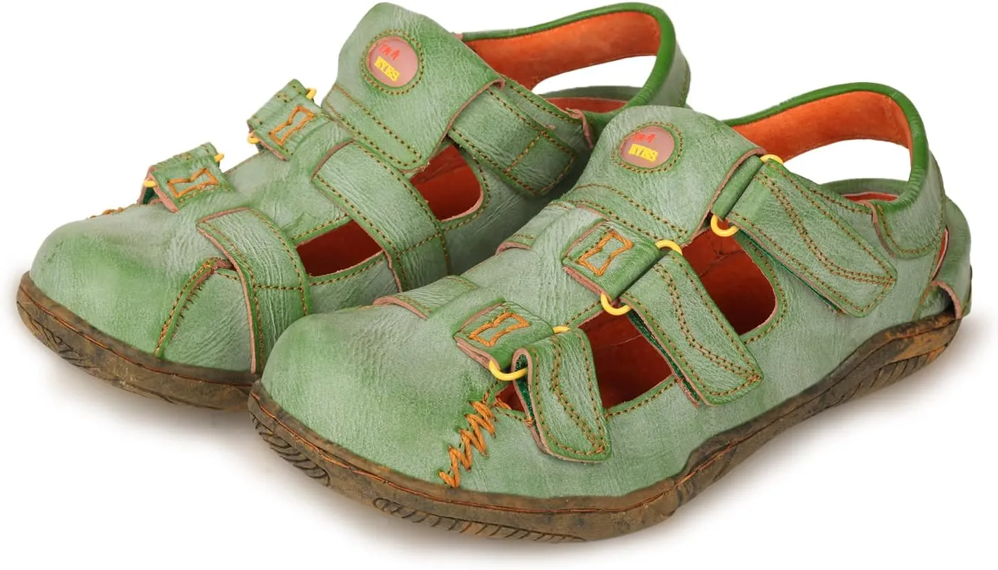TMA EYES Women's Leather Outdoor Hiking Sandals - Waterproof Athletic Sports Shoes With Closed Toe