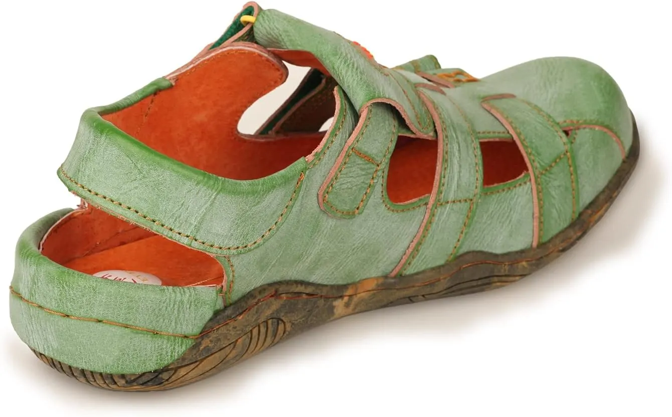 TMA EYES Women's Leather Outdoor Hiking Sandals - Waterproof Athletic Sports Shoes With Closed Toe