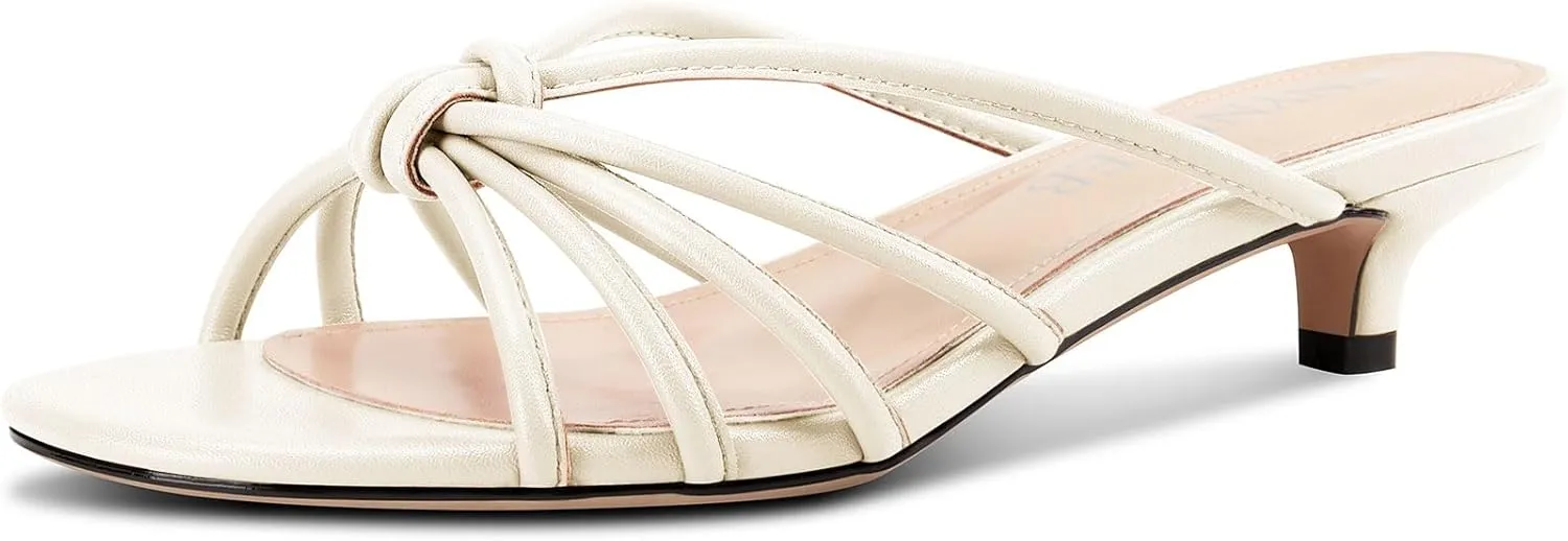 TNYNFBEB Womens Sandals Mules Low Kitten Heel Open Toe Shoes Slip-on Slingback Prom Party Dress Summer 1.4 Inches Heels