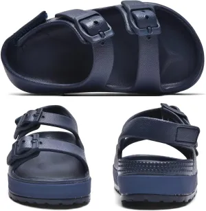 Toddler Boys Girls Double Buckle Sandals Open Toe Flat Slide Kids With Adjustable Back Strap Beach Slippers Children Beach Slippers Children