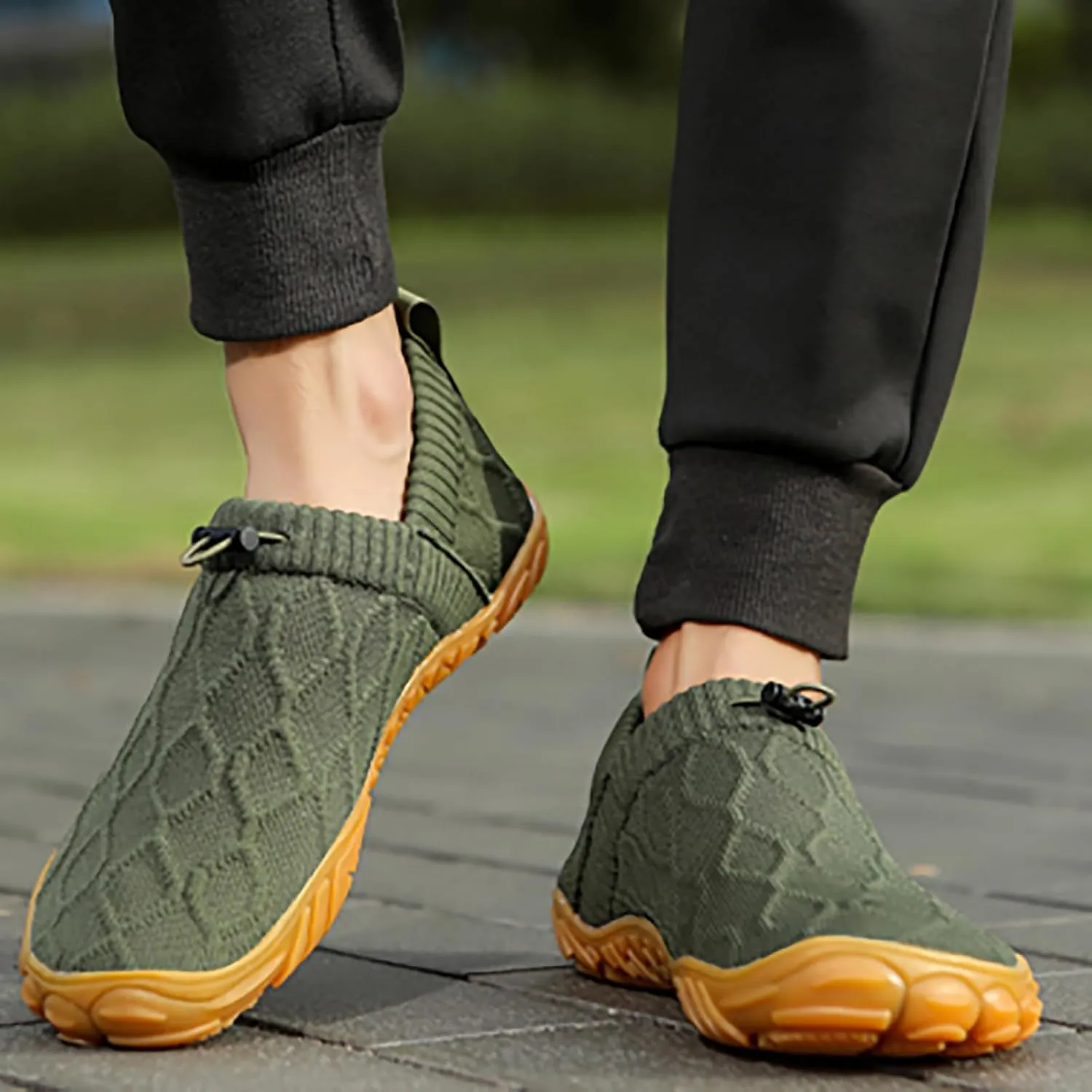 Tongzone Men's Wide Toe Box Barefoot Shoes Slip-On Running Sneakers Trail-Runners Zero Drop Sole Walking Shoes