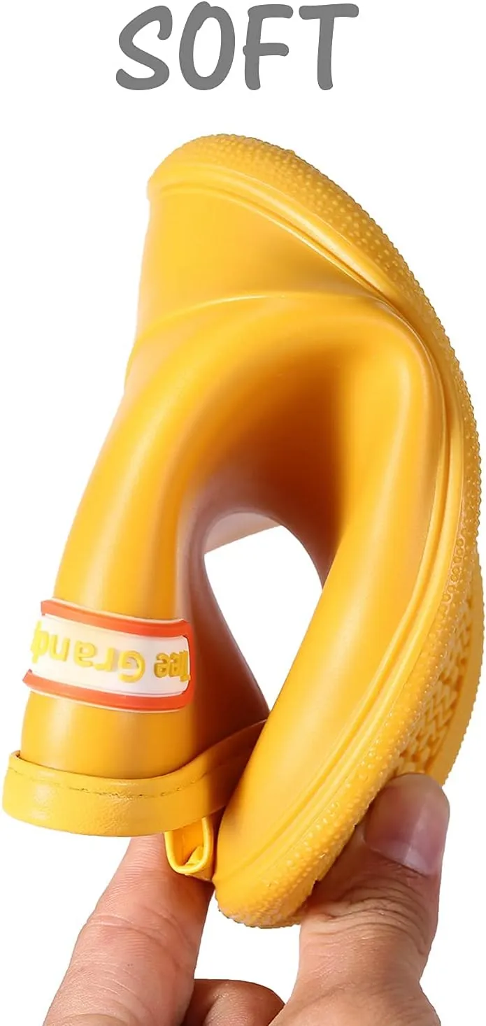 Tree Grandpa Toddler Rain Boots for Boys Girls Waterproof Baby Kids Rain Boots With Easy-on