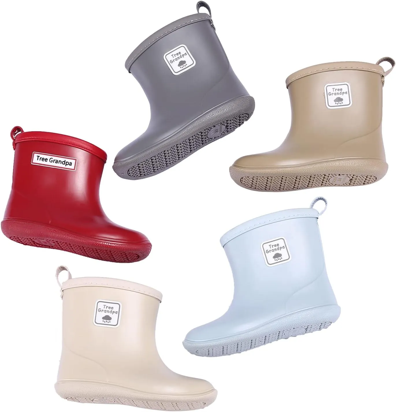 Tree Grandpa Toddler Rain Boots for Boys Girls Waterproof Baby Kids Rain Boots With Easy-on