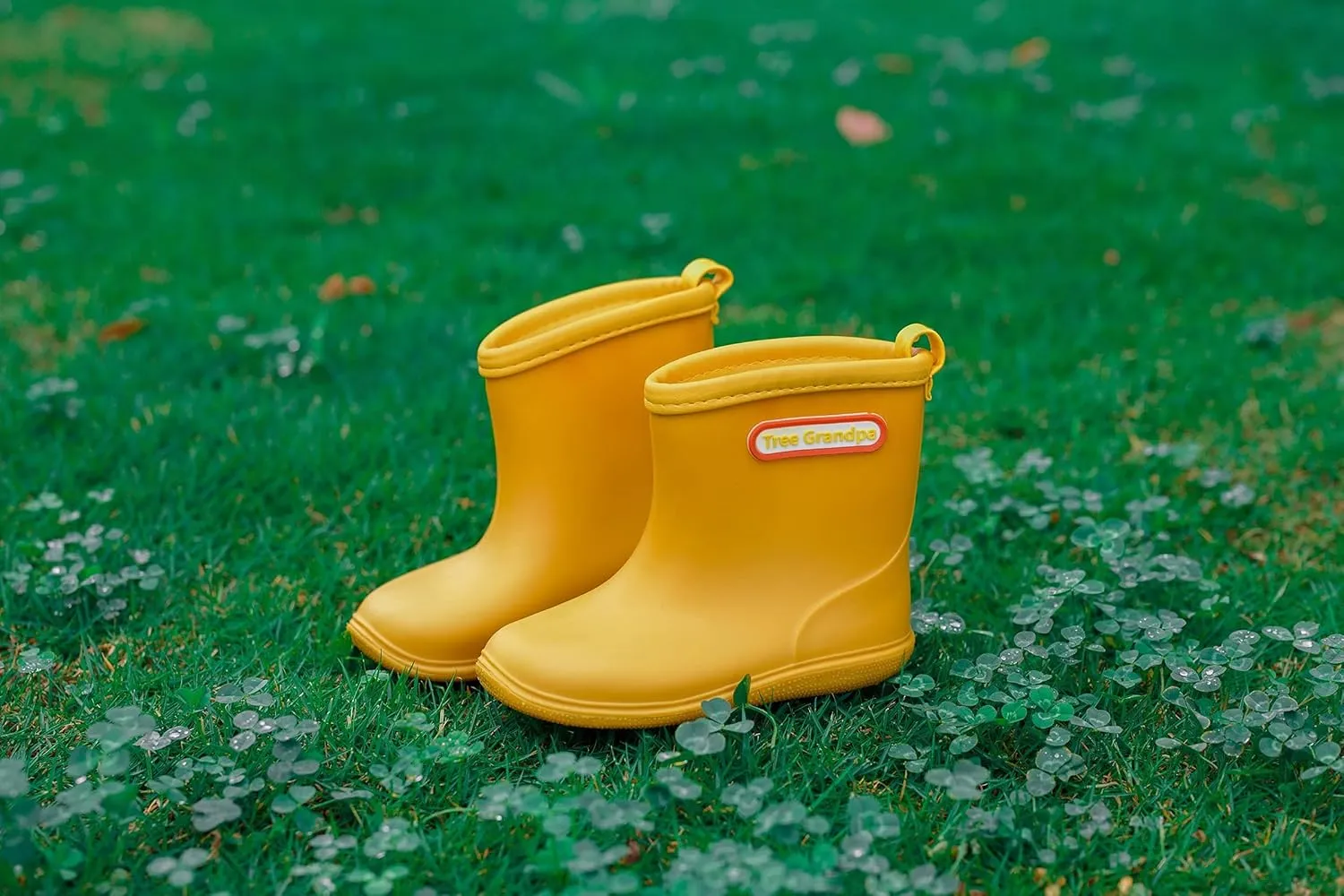 Tree Grandpa Toddler Rain Boots for Boys Girls Waterproof Baby Kids Rain Boots With Easy-on