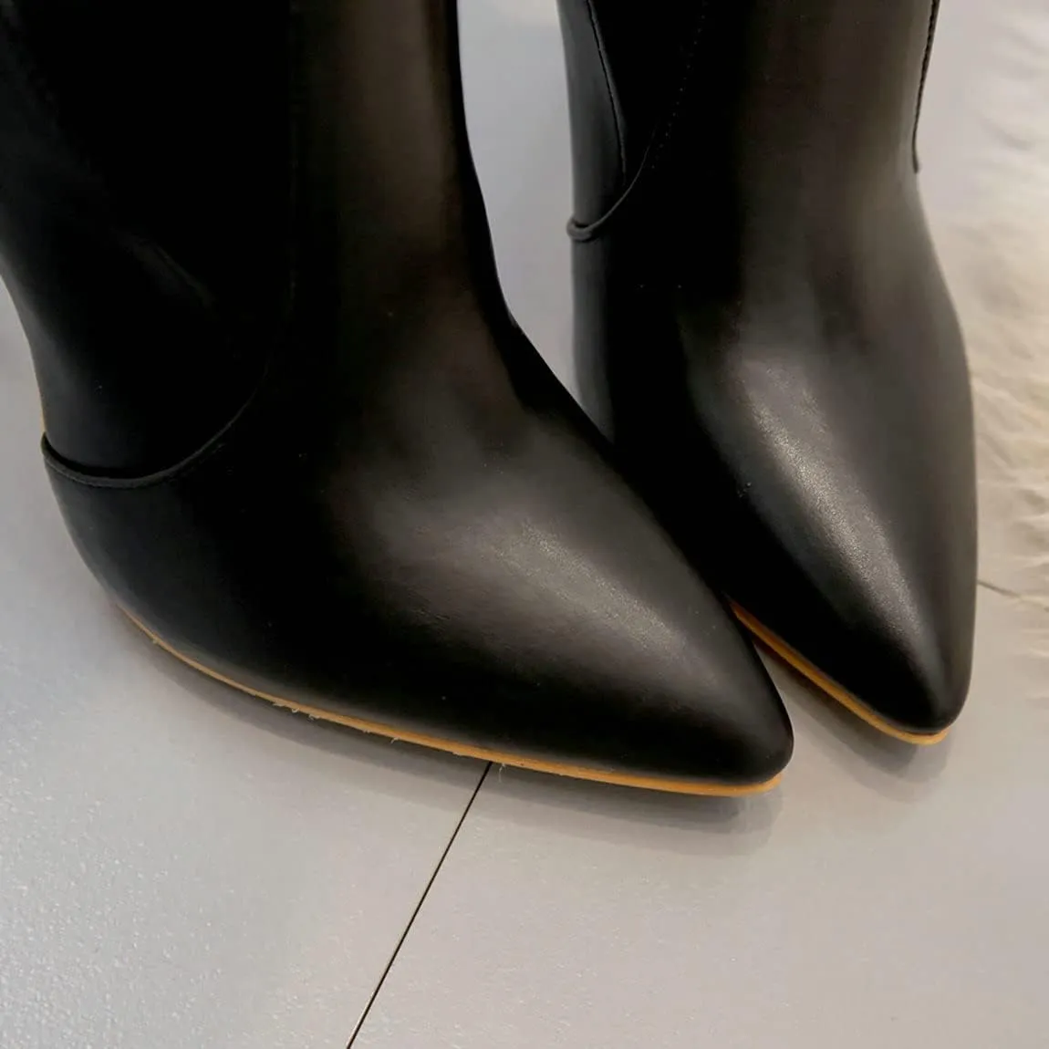 Trendenzy Womens Thigh High Pointed Toe Boots Over Knee High Heel Stiletto Boots