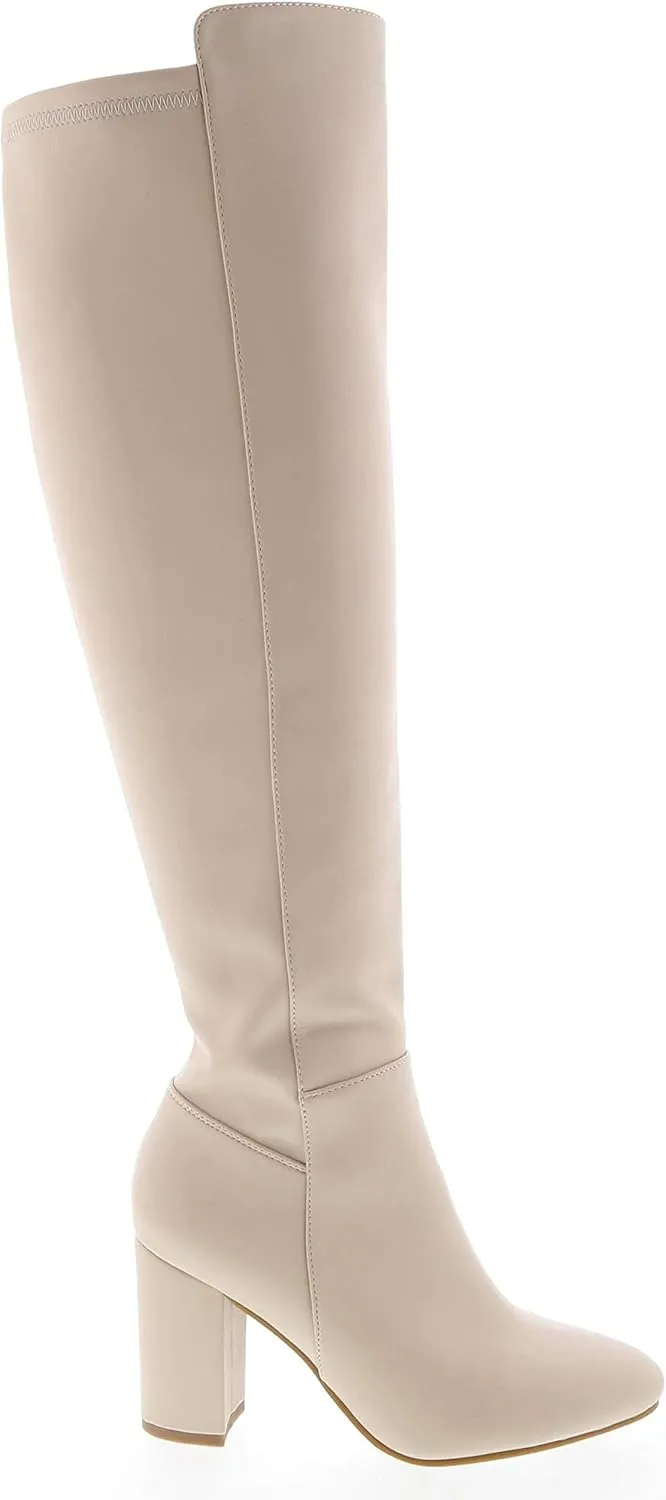 TruFox Womens Classy Fashion Knee High Block Heel Boots
