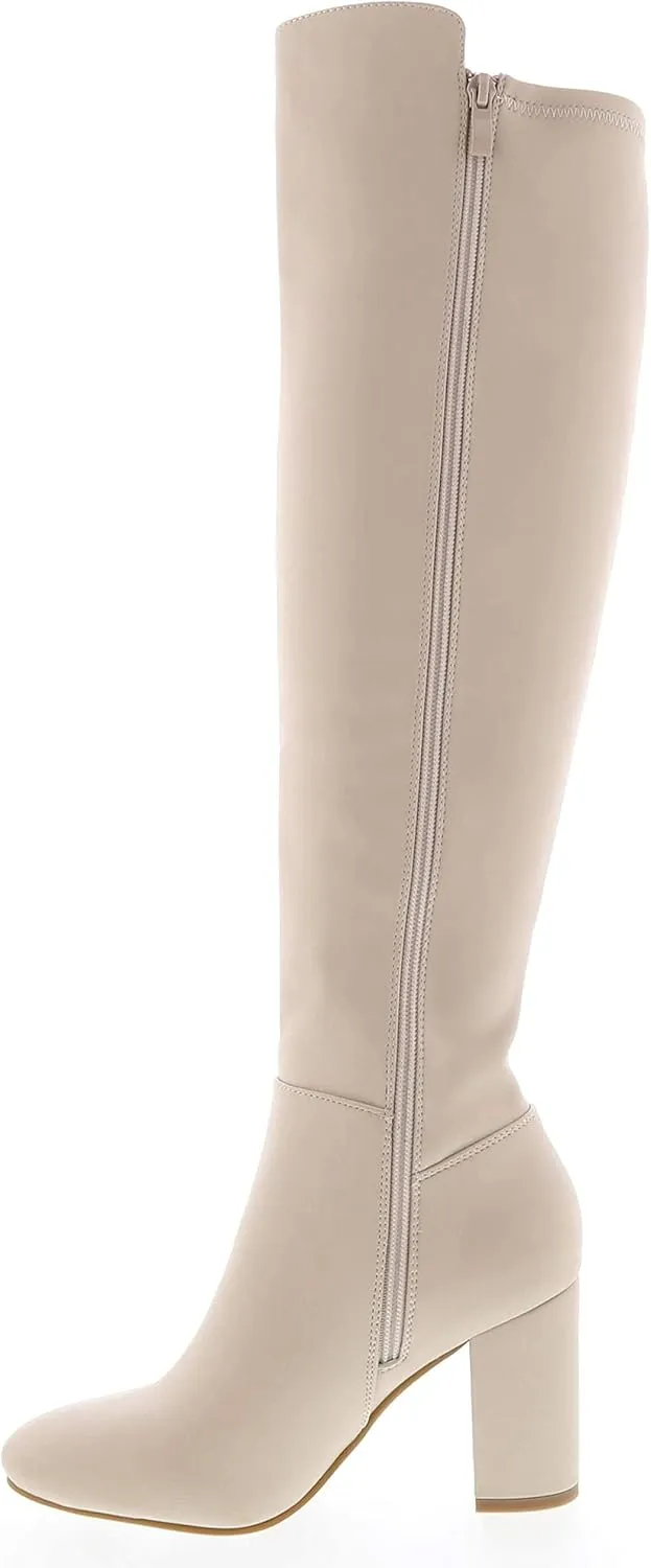 TruFox Womens Classy Fashion Knee High Block Heel Boots