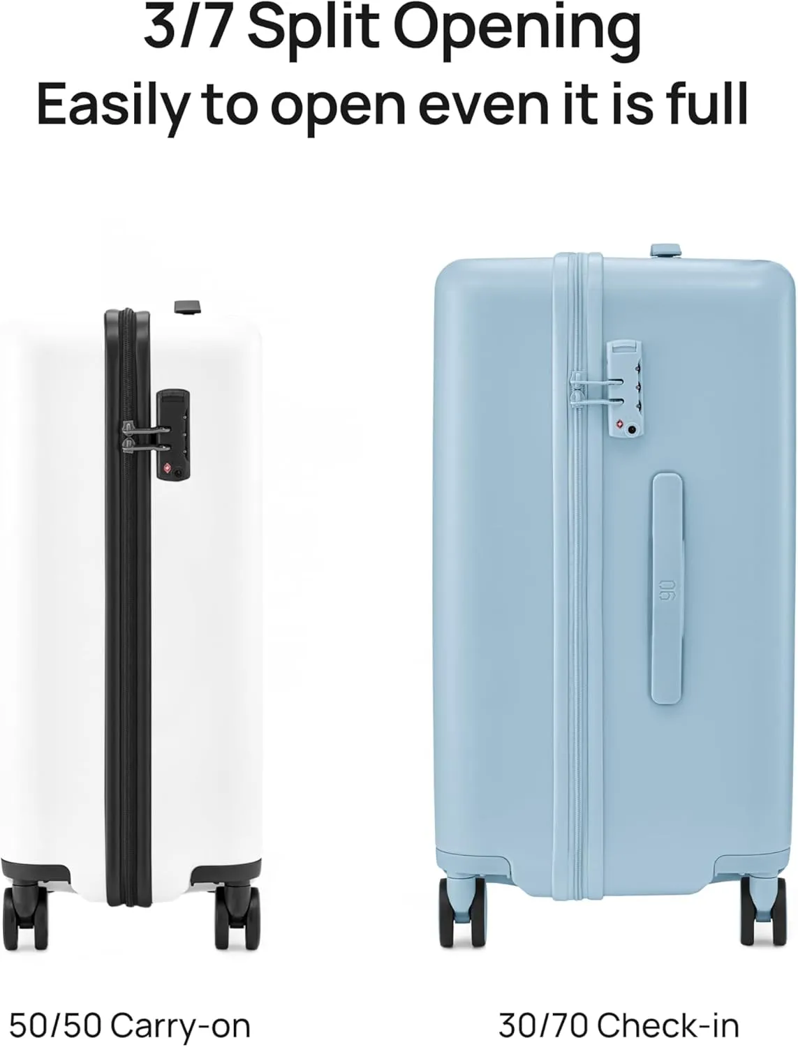 Trunk Luggage 22 Inch, Small Checked Luggage with Double Spinner Wheels, Dry Wet Separate Design, PC Hard Case Suitcase, Lightweight Travel Luggage, TSA Approved (Sky Blue, Danube)