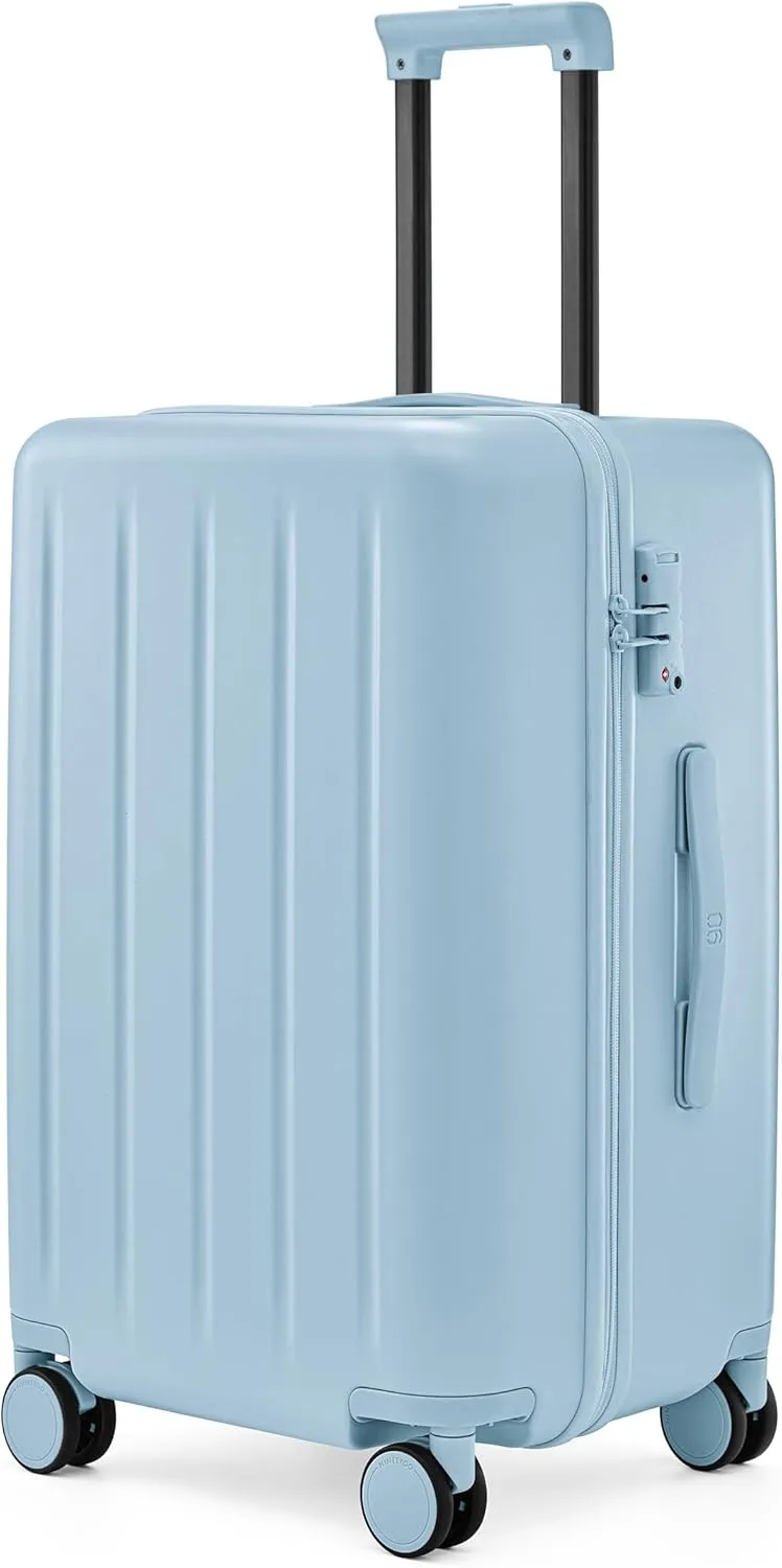 Trunk Luggage 22 Inch, Small Checked Luggage with Double Spinner Wheels, Dry Wet Separate Design, PC Hard Case Suitcase, Lightweight Travel Luggage, TSA Approved (Sky Blue, Danube)