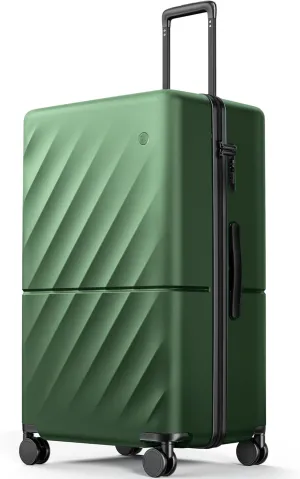 Trunk Luggage 29 Inch, Large Checked Luggage with Double Spinner Wheels, Anti-Burst Zipper, Hard Case PC Suitcase, Lightweight Travel Luggage, TSA Approved (Seaweed Green, Hudson)