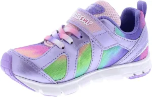 TSUKIHOSHI RAINBOW Kids Shoes - Strap-Closure Machine-Washable Kids Sneakers with Wide Toe Box and Slip-Resistant, Non-Marking Outsoles, Lavender/Multi - 4.5 Big Kid (8-12 Years)