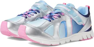 TSUKIHOSHI RAINBOW Kids Shoes - Strap-Closure Machine-Washable Kids Sneakers with Wide Toe Box and Slip-Resistant, Non-Marking Outsoles, Silver/Sky - 4.5 Big Kid (8-12 Years)