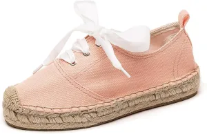 U-lite Women's Canvas White Shoes Platform Espadrille Classic Fashion Comfort Casual Lace Up Low Cut Sneakers