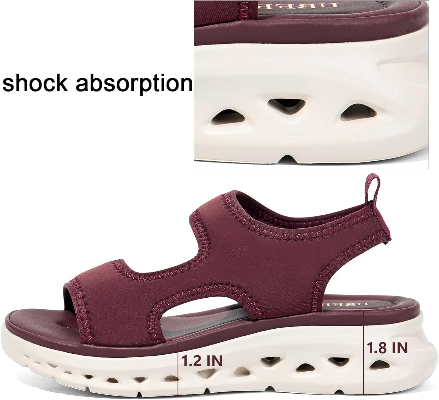 UBFEN Womens Sport Sandals with Elastic Ankle Strap - Comfortable Walking Casual Open Toe Summer Wedge Sandals