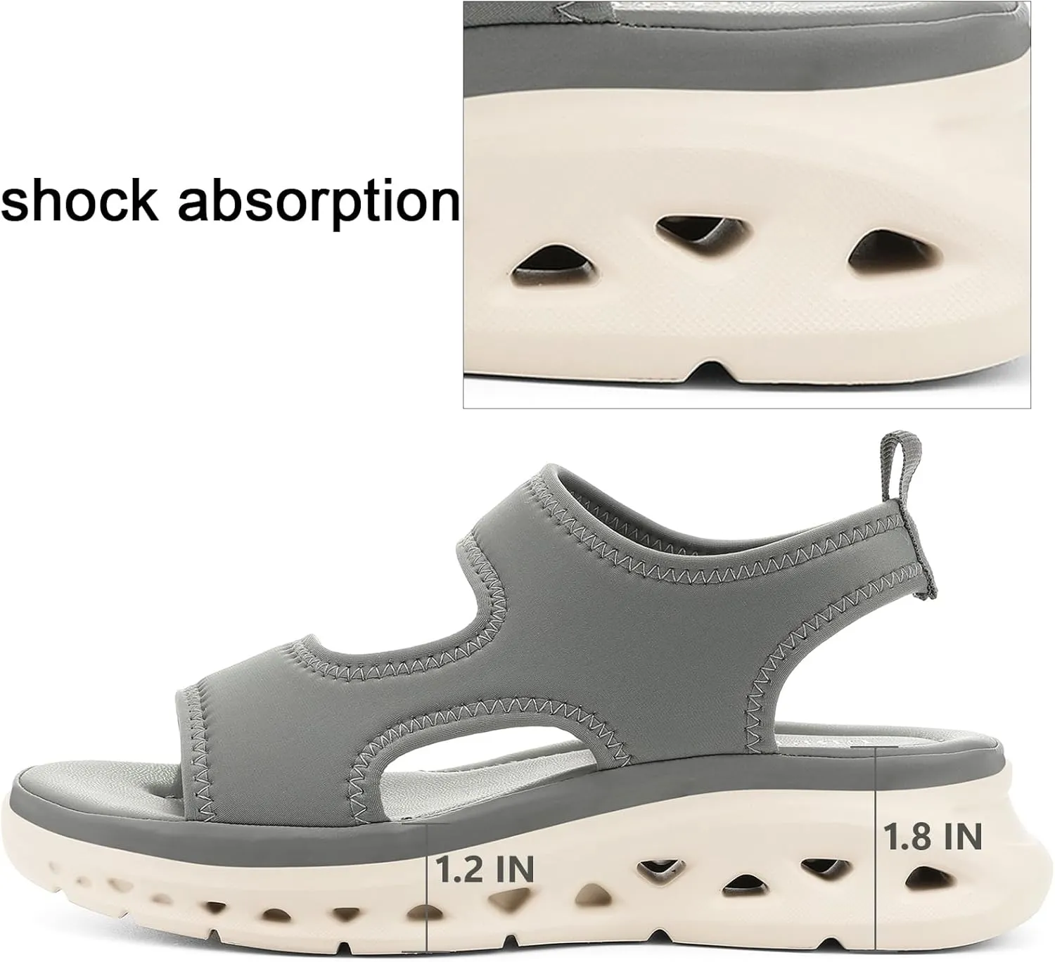 UBFEN Womens Sport Sandals with Elastic Ankle Strap - Comfortable Walking Casual Open Toe Summer Wedge Sandals