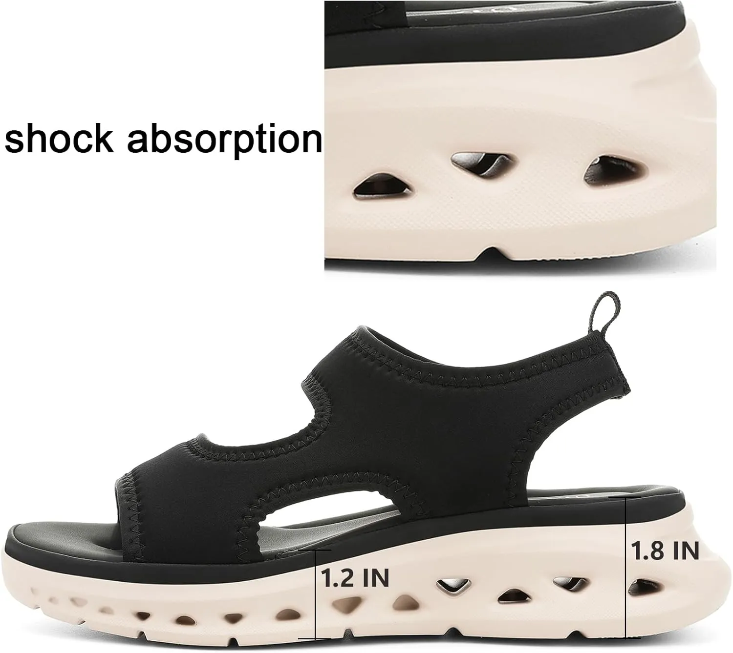 UBFEN Womens Sport Sandals with Elastic Ankle Strap - Comfortable Walking Casual Open Toe Summer Wedge Sandals