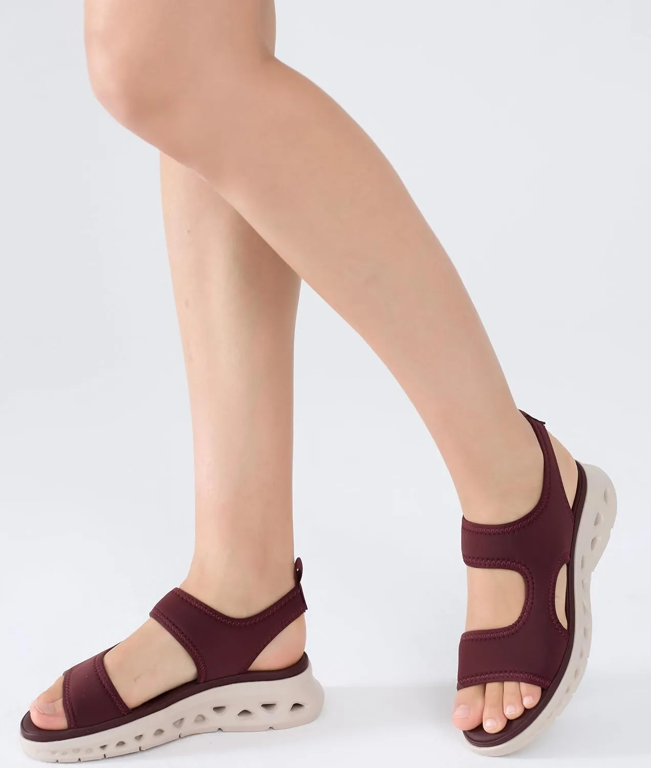 UBFEN Womens Sport Sandals with Elastic Ankle Strap - Comfortable Walking Casual Open Toe Summer Wedge Sandals