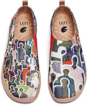 UIN Men's Casual Walking Travel Shoes Slip On Knitted Loafers Lightweight Comfort Air Painted Fashion Sneaker Be Lost (10)