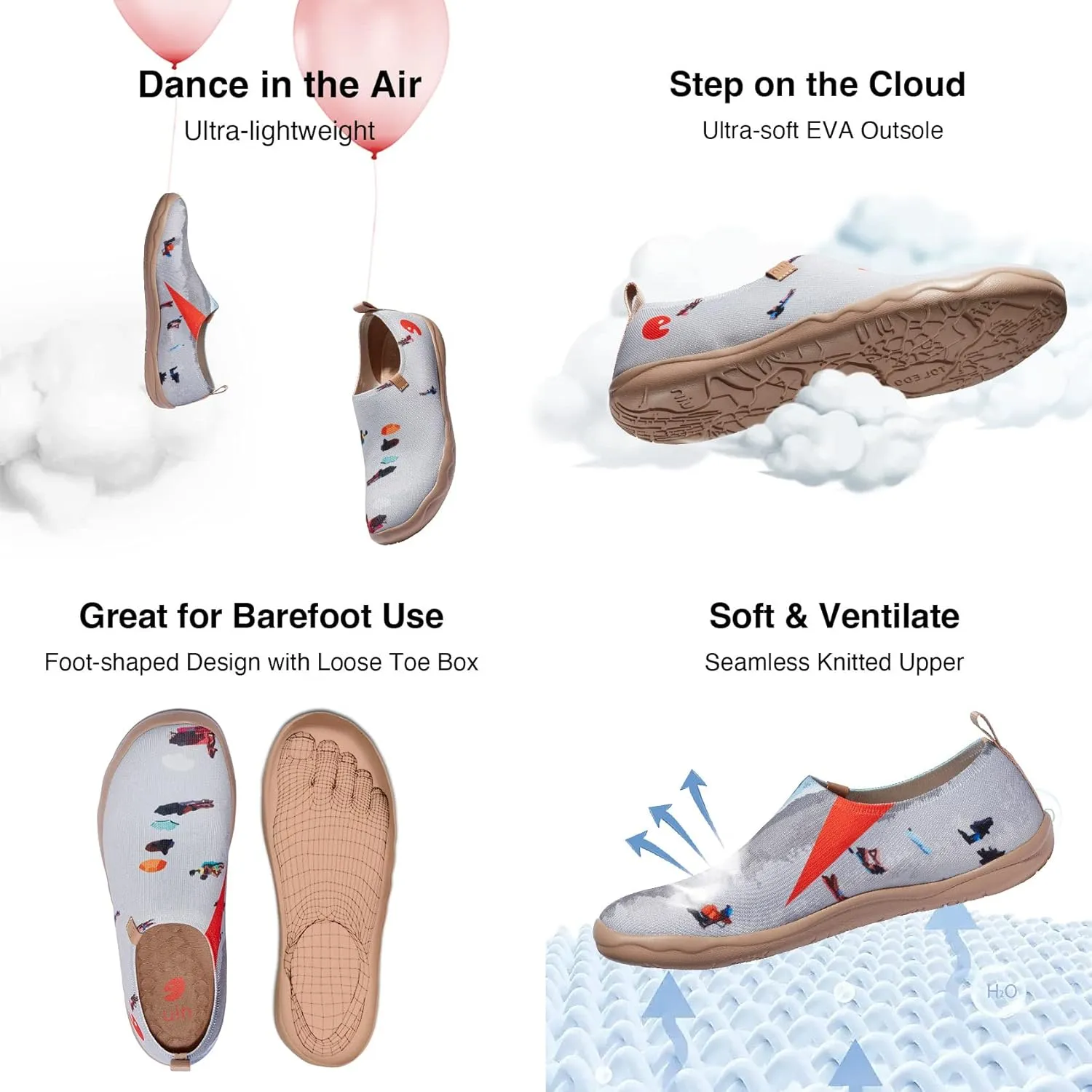 UIN Men's Loafers Painted Travel Shoes Slip On Knitted Walking Shoes Casual Lightweight Comfort Fashion Sneaker Toledo