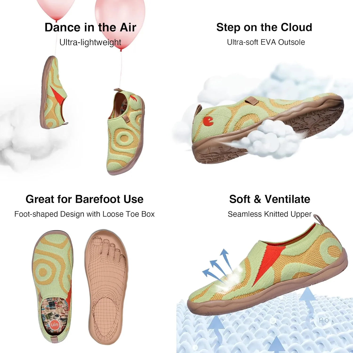 UIN Women's Slip Ons Lightweight Flats Sneakers Walking Casual Loafers Solid Color Travel Shoes