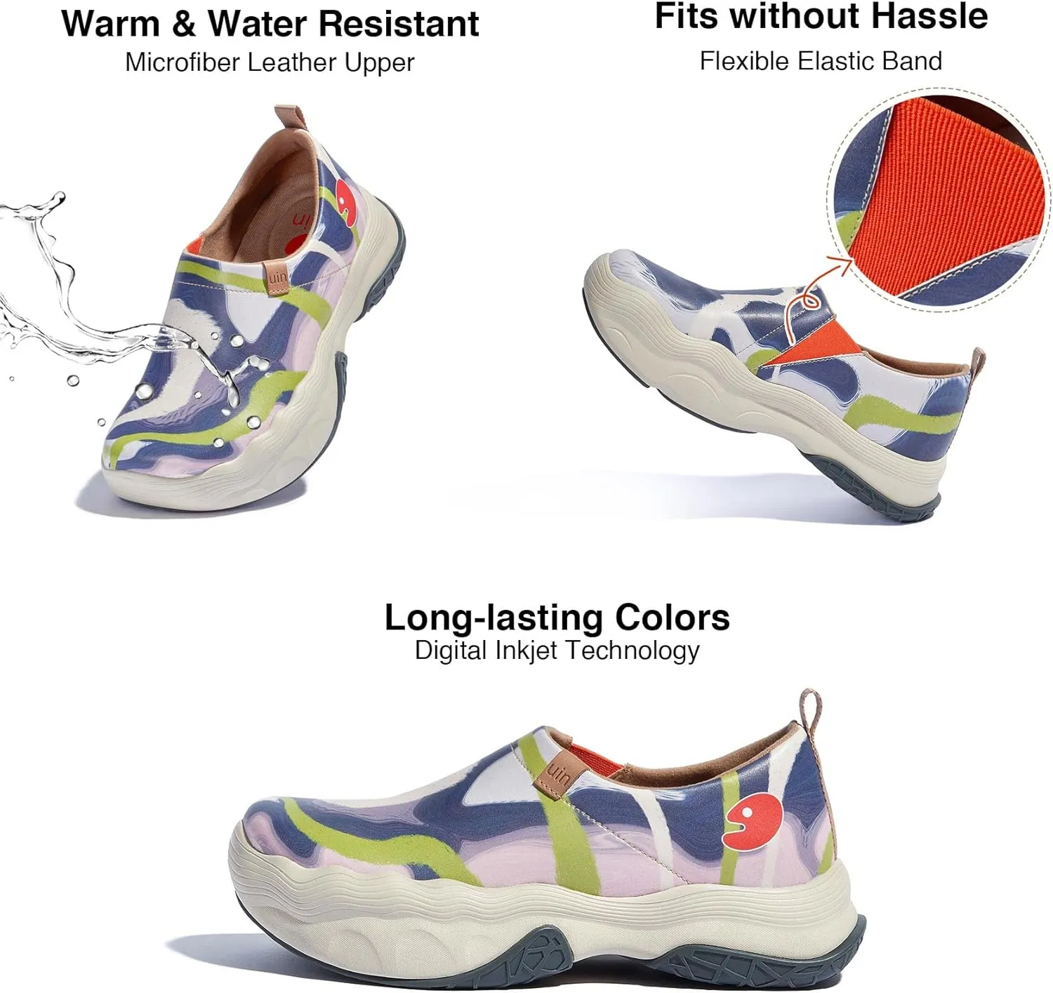 UIN Women's Walking Shoes Casual Slip On Loafers Lightweight Art Painted Platform Fashion Sneaker Toledo Ⅴ