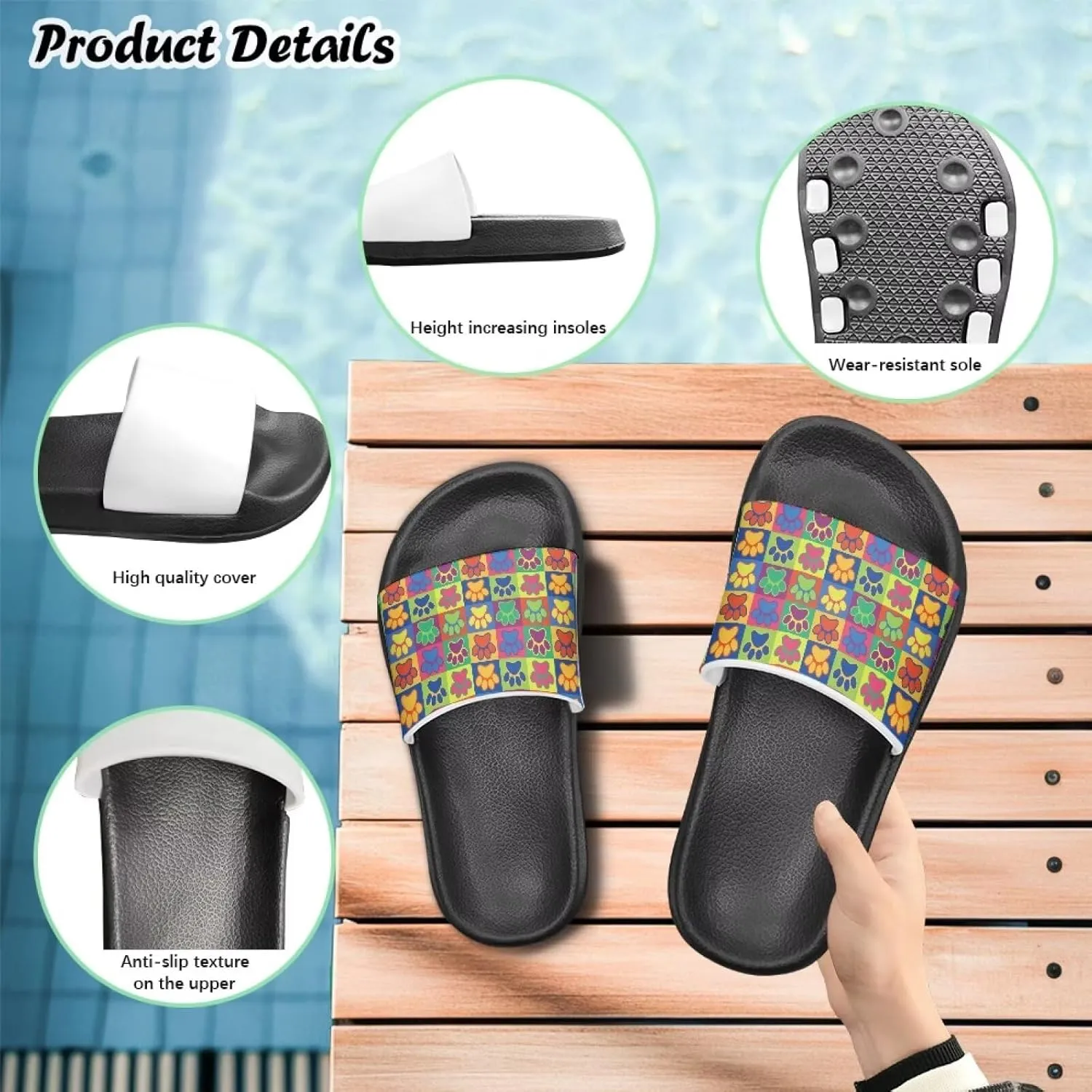 Unisex-Child Bathroom Shower Sandals Open Toe Soft Sole Sandals Summer Non-slip Beach Pool Shoes Outdoor Sandals