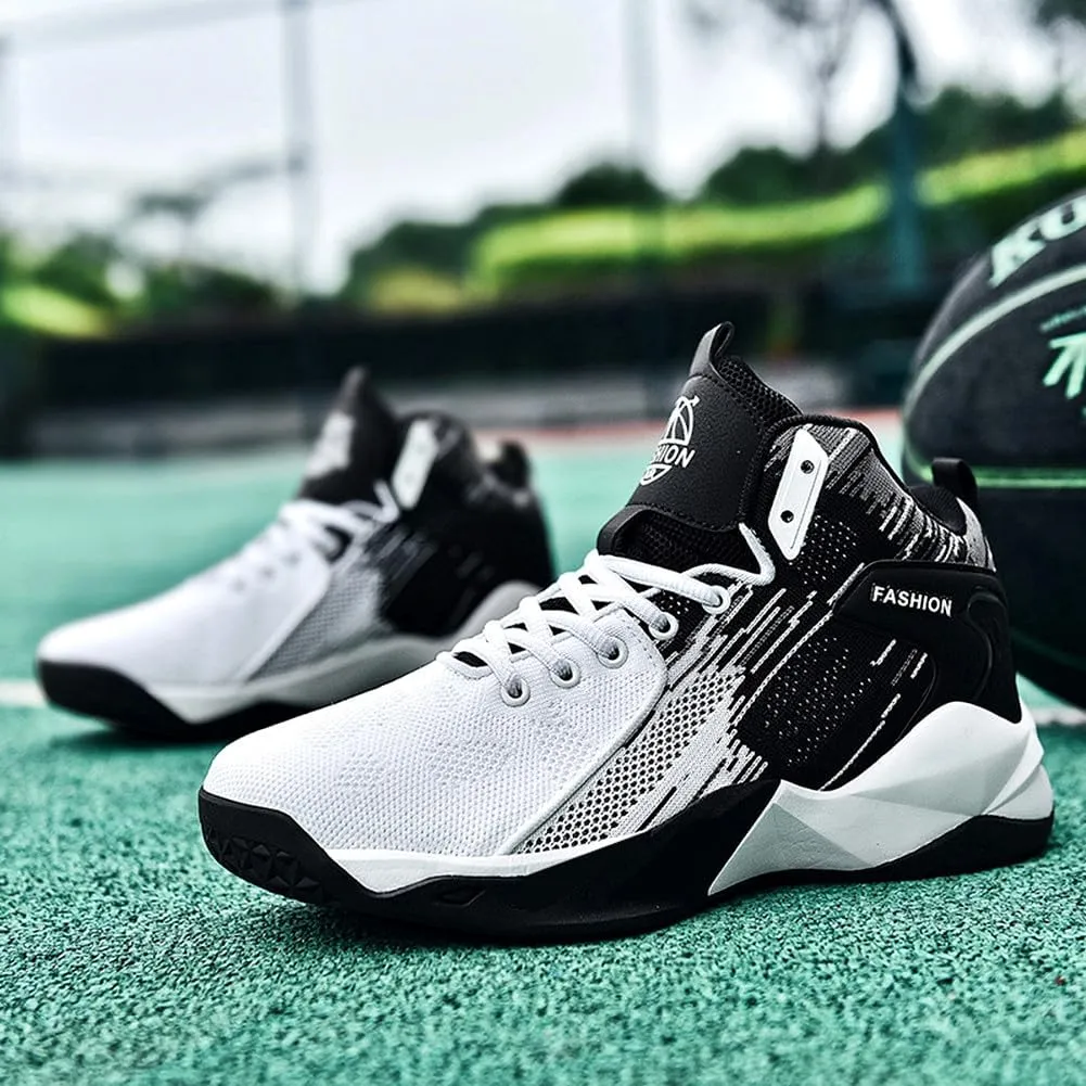 Unisex High Top Lightweight Fly-Weaving Running Jogging Sneakers Basketball Shoes for Youth