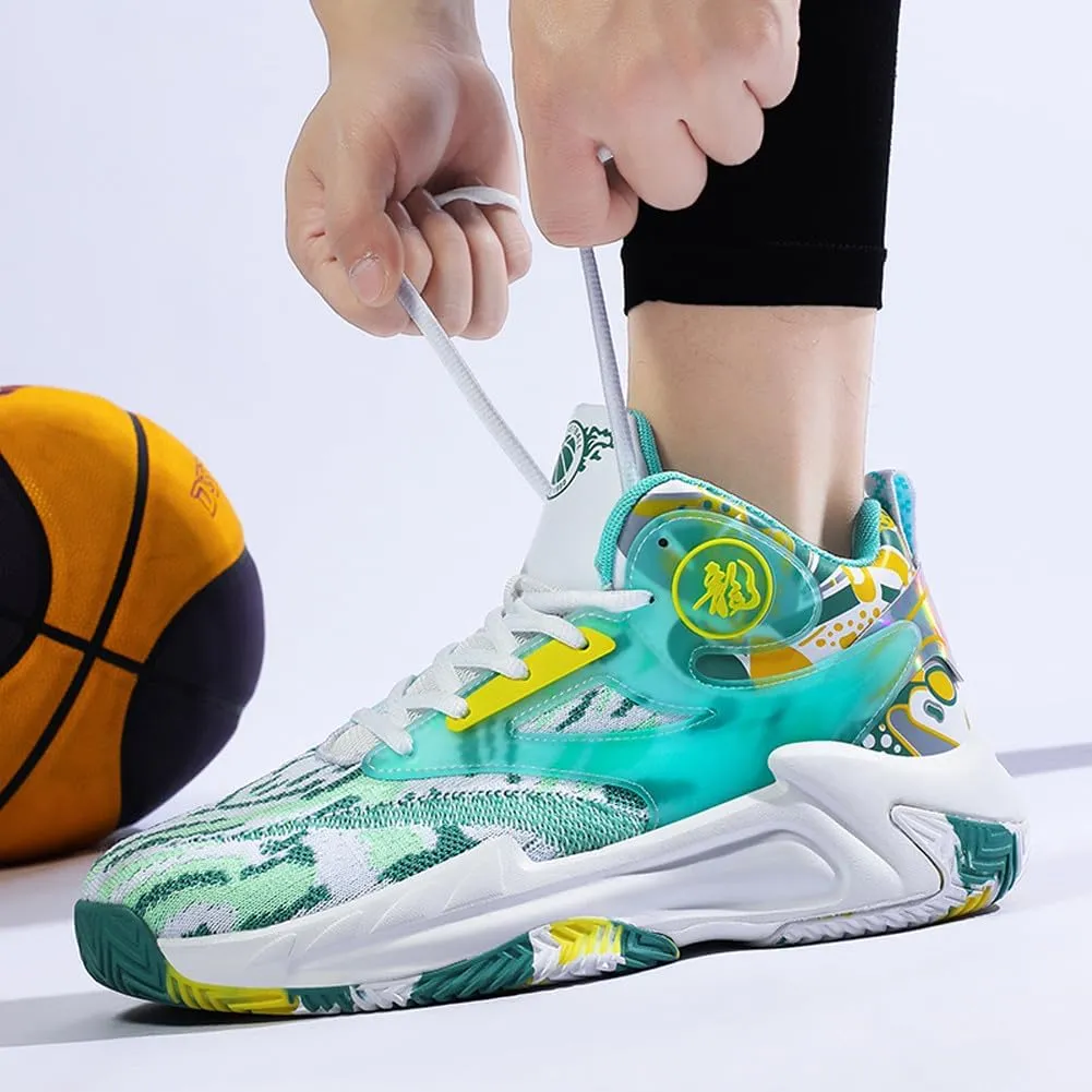 Unisex High Top Lightweight Fly-Weaving Running Jogging Sneakers Basketball Shoes for Youth
