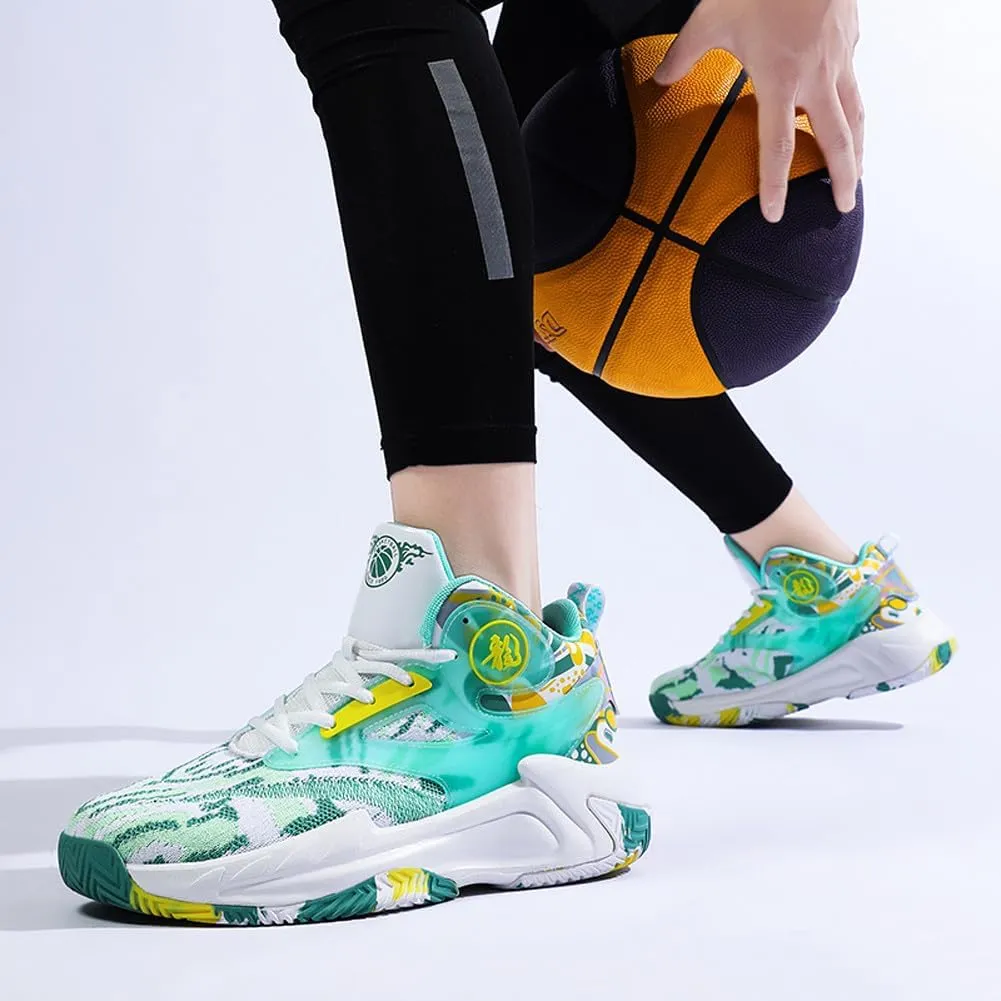 Unisex High Top Lightweight Fly-Weaving Running Jogging Sneakers Basketball Shoes for Youth