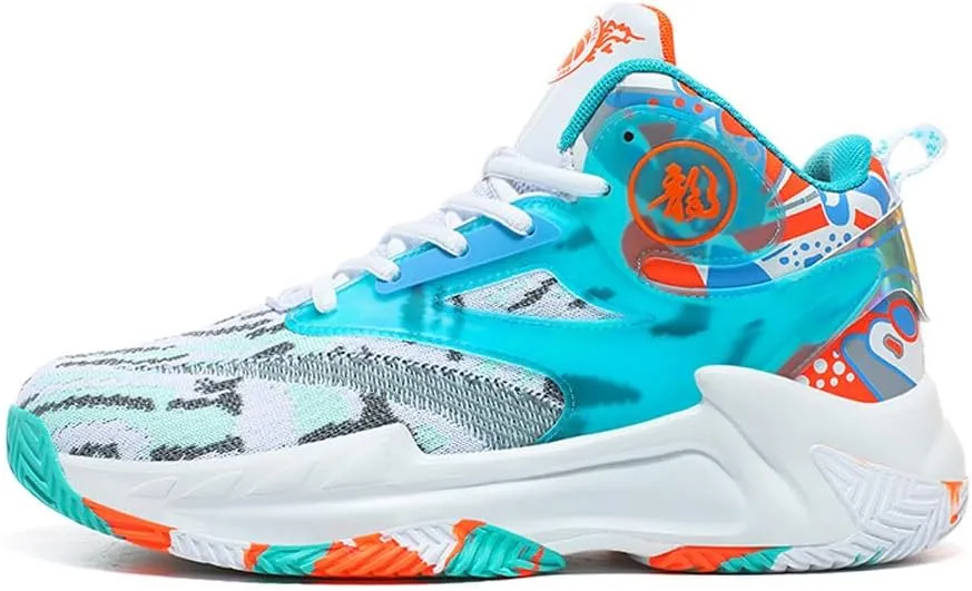 Unisex High Top Lightweight Fly-Weaving Running Jogging Sneakers Basketball Shoes for Youth