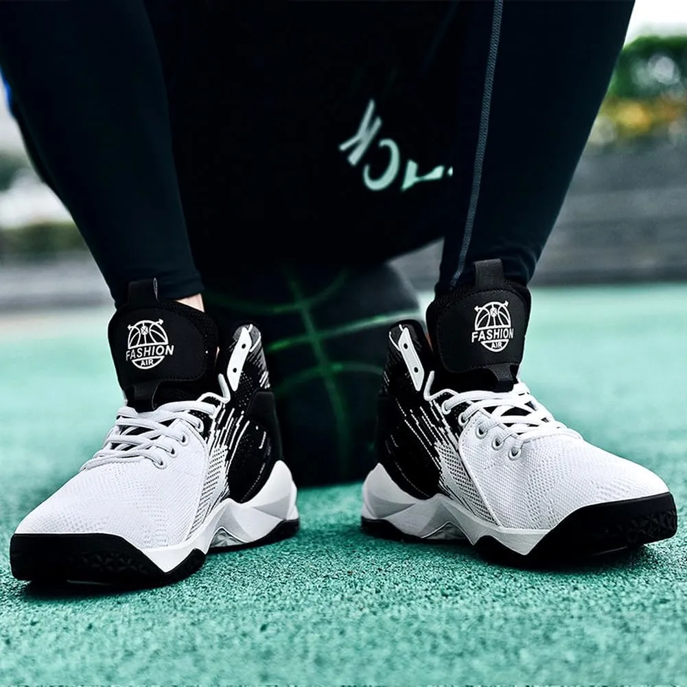 Unisex High Top Lightweight Fly-Weaving Running Jogging Sneakers Basketball Shoes for Youth