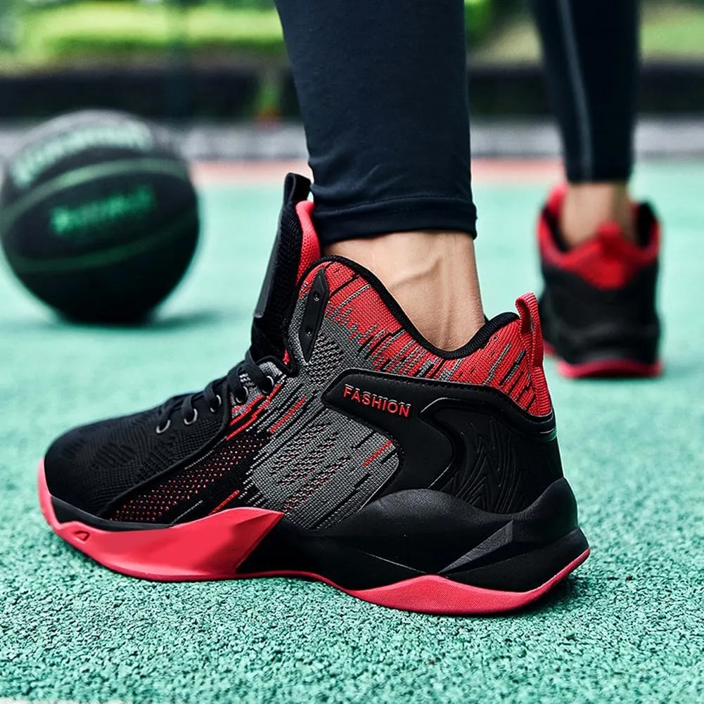 Unisex High Top Lightweight Fly-Weaving Running Jogging Sneakers Basketball Shoes for Youth