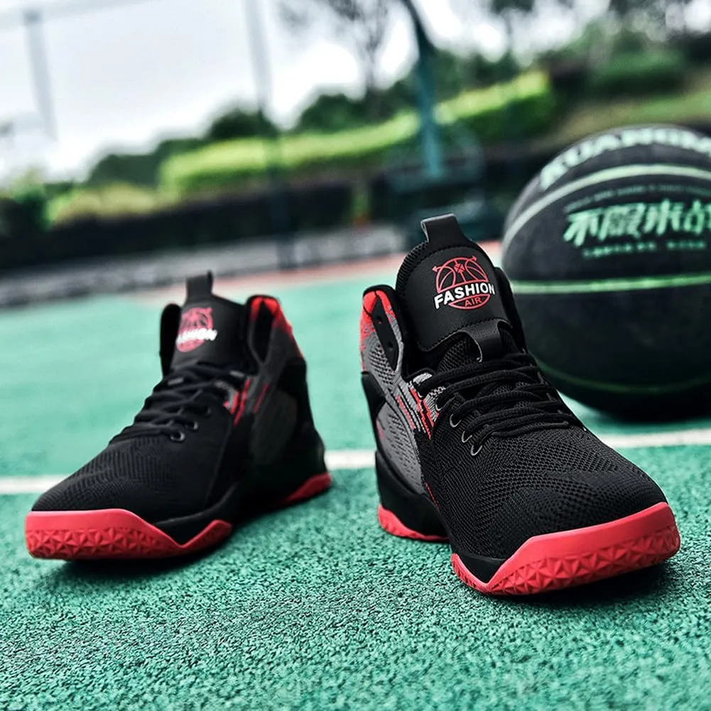 Unisex High Top Lightweight Fly-Weaving Running Jogging Sneakers Basketball Shoes for Youth