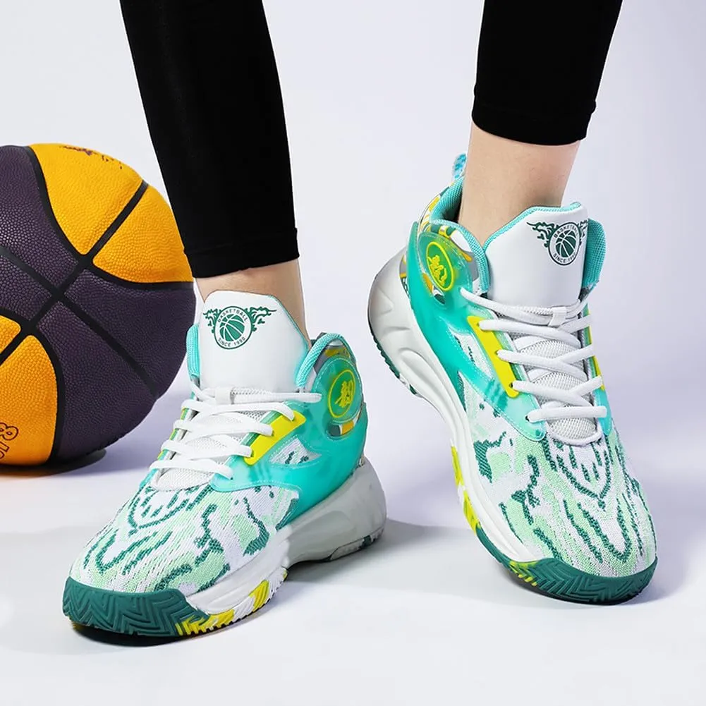 Unisex High Top Lightweight Fly-Weaving Running Jogging Sneakers Basketball Shoes for Youth