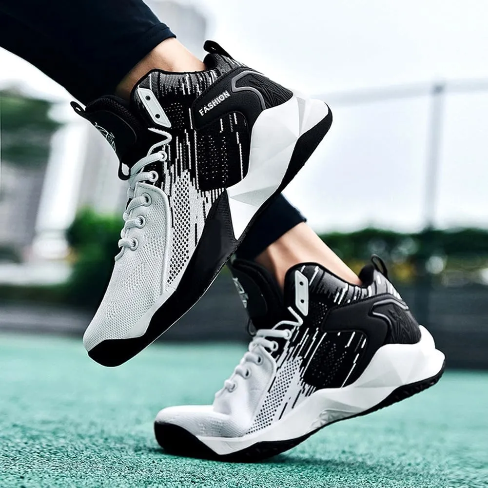 Unisex High Top Lightweight Fly-Weaving Running Jogging Sneakers Basketball Shoes for Youth