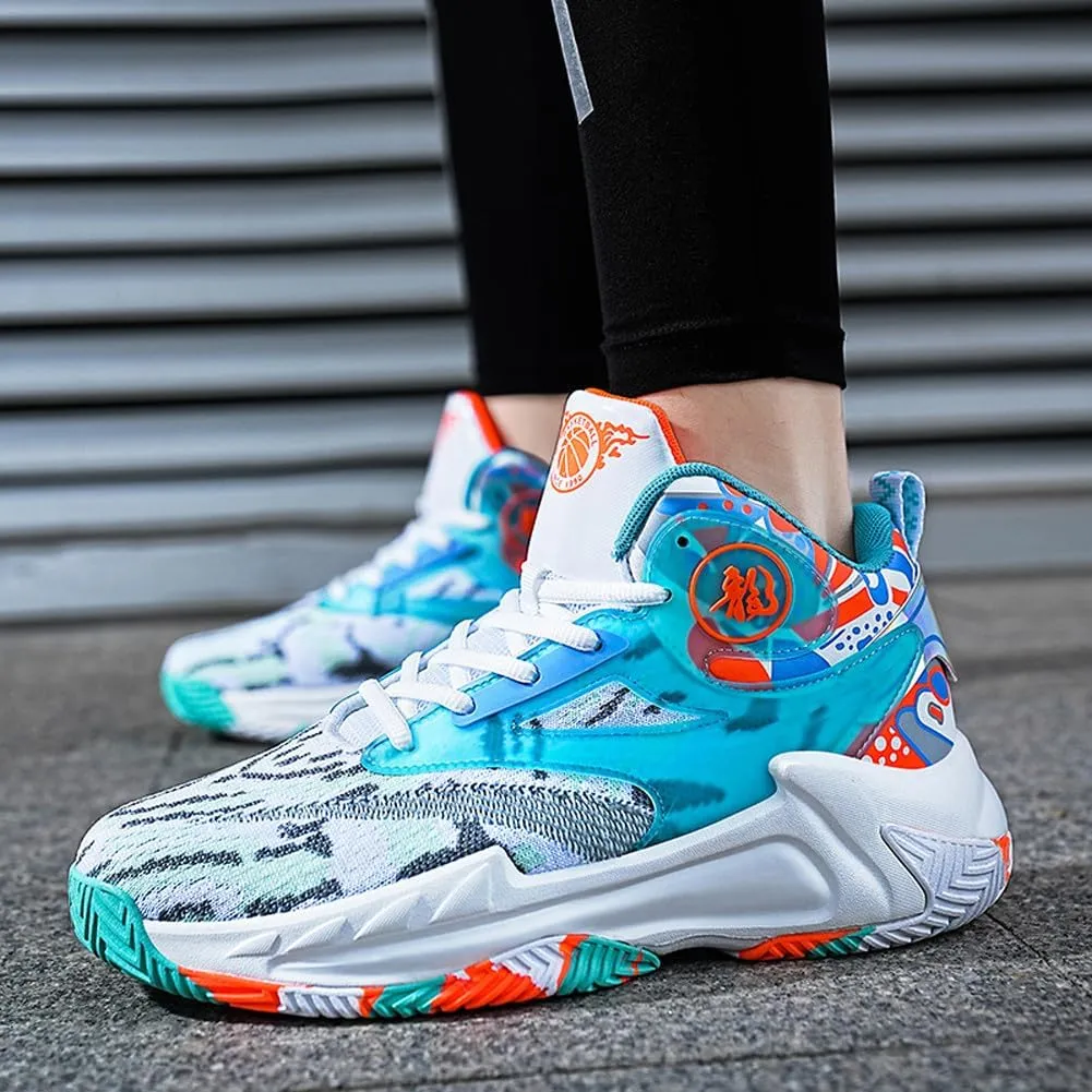 Unisex High Top Lightweight Fly-Weaving Running Jogging Sneakers Basketball Shoes for Youth