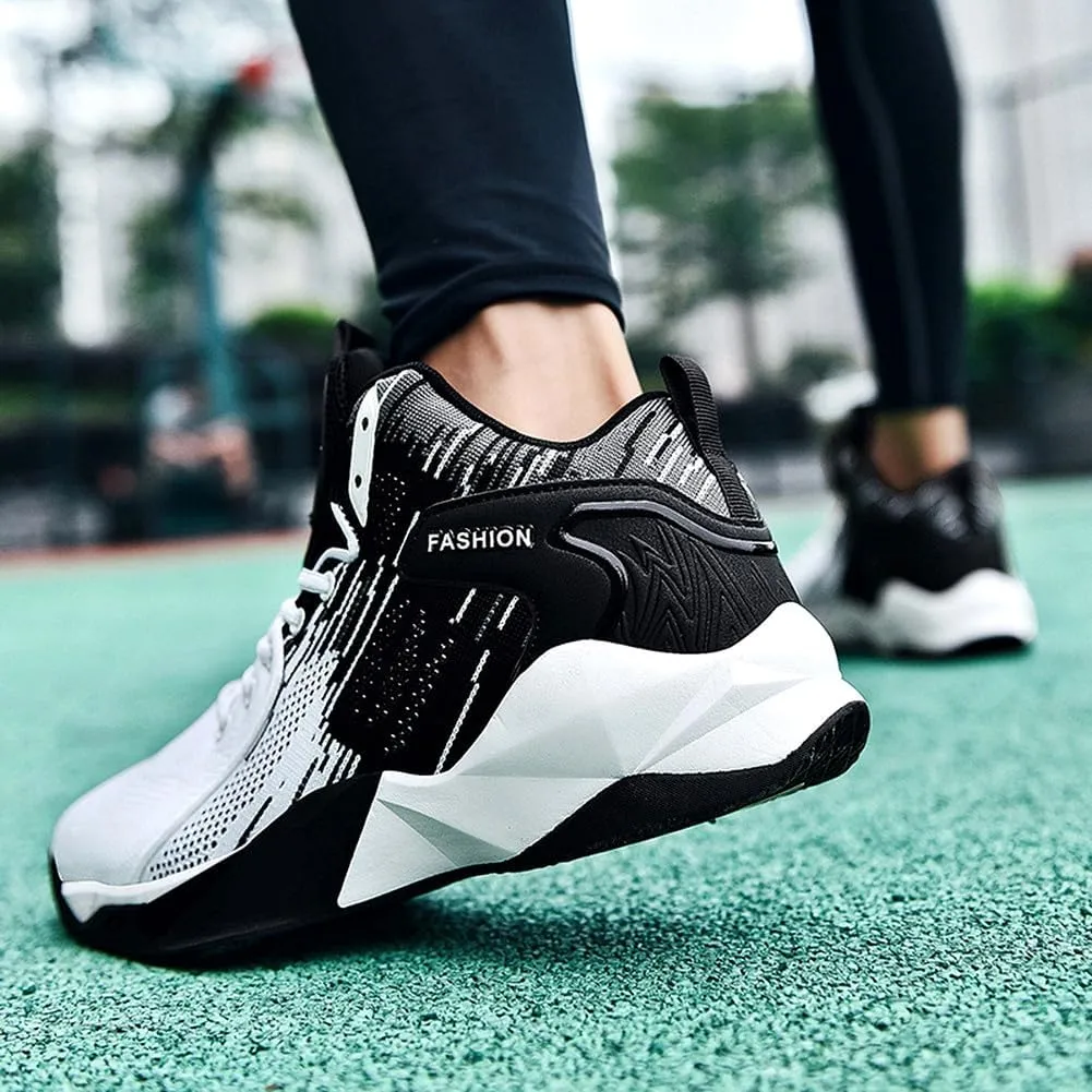 Unisex High Top Lightweight Fly-Weaving Running Jogging Sneakers Basketball Shoes for Youth