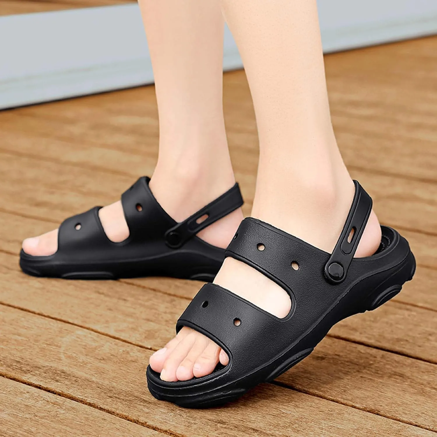 Unisex Open-Toe Adjustable Sandals Breathable Strappy Design with Quick-Dry Sole Ideal for Beach