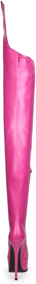 unisex sexy waist belt high heels over knee boots platform plus size