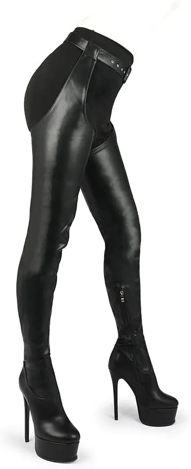 unisex sexy waist belt high heels over knee boots platform plus size
