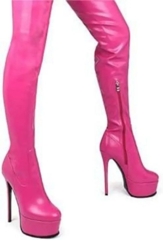 unisex sexy waist belt high heels over knee boots platform plus size