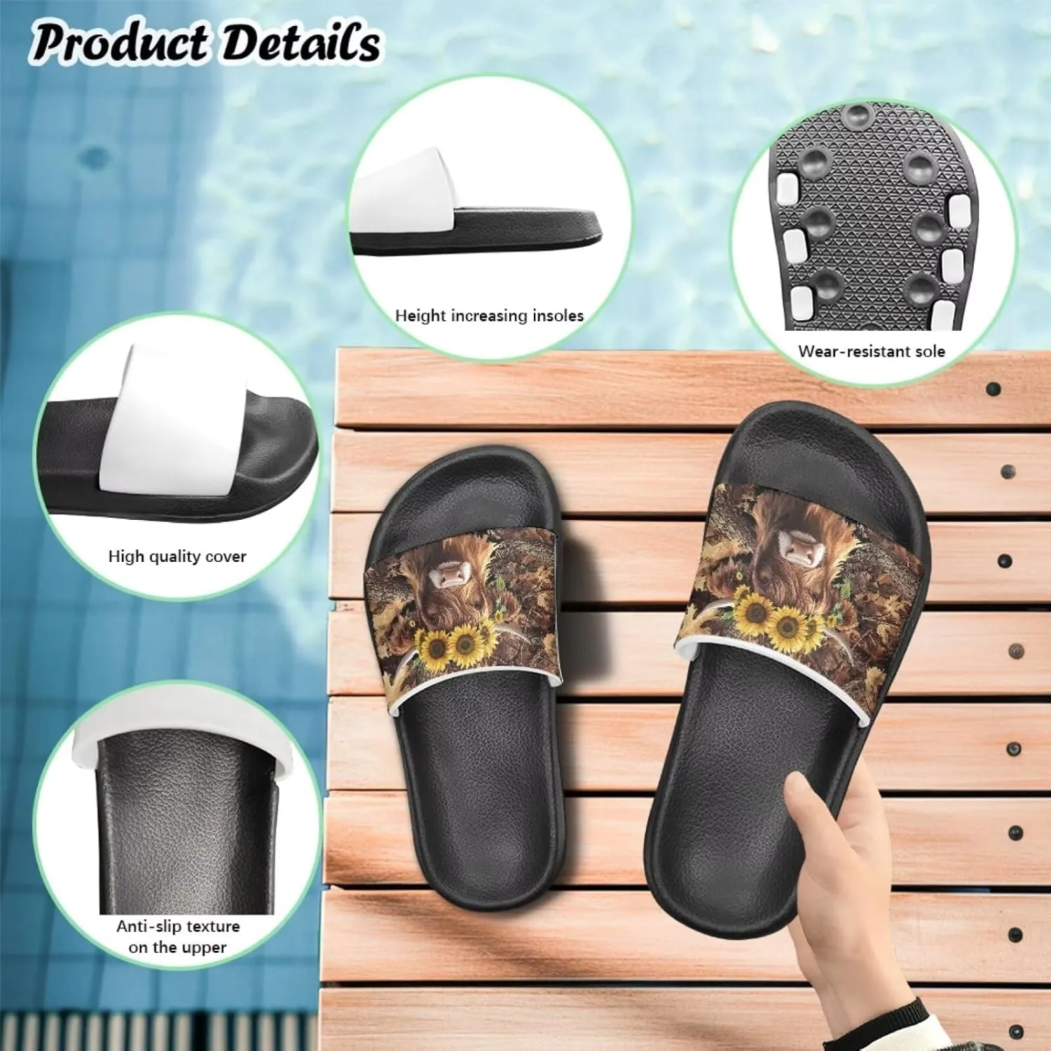 Unisex Slides for Kids Girls Boys Sandals Thick Sole Non Slip Shower Shoes Comfortable House Slippers Fashion Gifts
