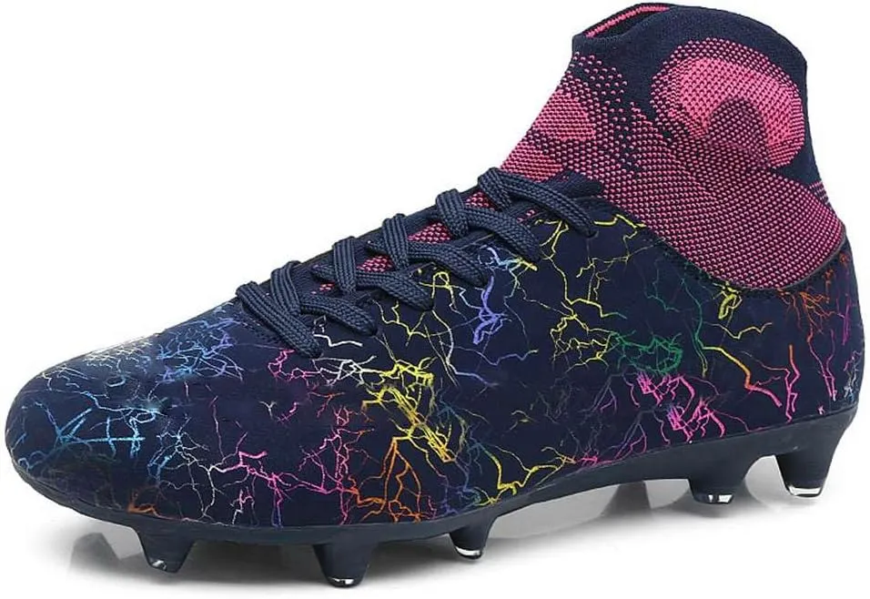 Unisex's AG Cleats Training Football Sneakers Sports Non-Slip Long Studs High-Top Soccer Shoes for Youth